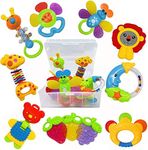 Infant Toys 0-3 Months Infant Rattles AIVIAI Baby Rattle Teether Toy Set with Storage Box Musical rattles for Newborn Girl Boy 5 6 8 9 12 Month (11pcs)