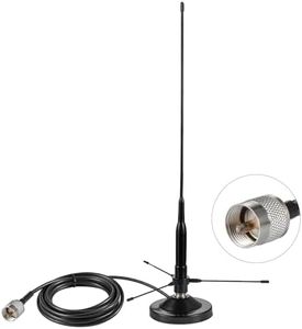 UHF VHF Dual Band 136-174MHz 400-470MHz Magnetic Base Mount Soft Whip Antenna with Ground Plane Kit, Vehicle Mobile Ham Radio Antenna with PL259 Male Connector for Car Amateur Radio Marine VHF Radio