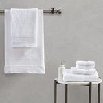 Madison Park SIGNATURE Luce 100% Egyptian Cotton Luxurious Bath Towel Set, Silky Soft, Highly Absorbent, Premium Spa Quality, Multi-Sizes, White 6 Piece