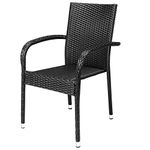 CASARIA® Set of 4 Garden Chairs | Weather Resistant Poly Rattan | Lightweight Stackable | 160 kg Load Capacity | Outdoor Furniture | Balcony Patio Terrace Stacking Chair Armchair Black