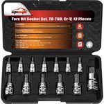 EPAuto Torx Bit Socket Set Star Socket Set T8-T60, Cr-V, 13 Pieces