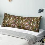 Obal William Morris Body Pillow Case, Original Design Velvet Long Bolster Pillowcase Pregnancy Maternity Orthopaedic Support Pillow Cover (Double 54'' 137cm, Brown Birds)