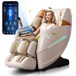 HealthRelife Massage Chair Full Body Zero Gravity, 55“ SL-Track Shiatsu, 10 Modes, 11 Massage Technique, 40 Airbag Massage, with Yoga Stretch, Foot Massage, APP Control, Negative Oxygen lons（Beige）