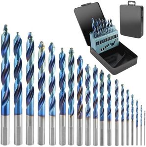 KAKILFOB 19Pcs Cobalt Drill Bit Set, M35 HSS Stepped Point Drill Bit, 135 Degree Tip High Speed Steel with Blue Oxide Finish, Stainless Steel, Plastic and Wood with Metal Indexed Storage Case