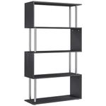 HOMCOM S Shape Bookcase, 5 Tiers Bookshelf, Modern Freestanding Storage Shelf for Home Office, Study, Living Room, 80 x 30 x 145cm Black