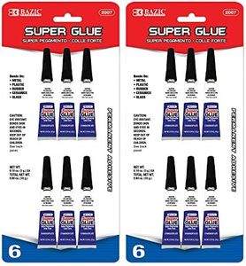BAZIC Products Super Glue – Small Tube for Crafting, Fabric, Ceramics, Plastic & DIY Repairs, Fast-Drying Clear Glue for Home, School & Office, 6/Pack, 2-Packs