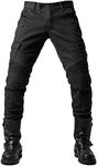 GEBIN Men Motorcycle Jeans, Motorbike Riding Pants, Reinforced Denim Trousers Lined Protective, HIP & KNEE Removable Armored Denim, All-Weather Cycling Pants (Black,M=W33.5''(85cm))