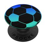 PopSockets Teal and blue Soccer Ball football on Black Pattern PopSockets Swappable PopGrip