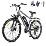 TWOFISH Electric Bike for Adults, 250W Motor E Bike with 36V 15Ah Battery, 100KM Max Range, 7-Speed Electric Mountain Bicycle with LED Display, Disc Brakes, Cruise Control, TF-1 (Grey)