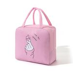 WUWYOUWL Lunch Bag,Cute Carton Insulated Lunch Box,Reusable Lunch Cooler Bags,Waterproof Lunchbag, Foldable Lunch Bag for Women, Men, Kids and Students Travel Picnic School (Pink Heart)