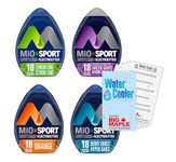 Liquid Drink Mix Water Enhancer SPORT EDITION Variety Pack - Sugar Free, Zero Calorie, Mix Your own Flavoured Waters, Makes 72 Drinks (Pack of 4 Bottles – each 48ml) PLUS Water Cooler Trivia Game by 🍁 BIG MAPLE®. Excellent for Rehydration. Sugar Free. Zero Calories