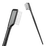 Rumyve 2Pcs Brow Groomers & Lash Combs - Fine Tooth Steel Needle Eyebrow Brush and Eyelash Separator Makeup Tool for Women and Girls (Black)