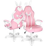 JOYFLY Pink Gaming Chair for Girls, Gamer Chair for Teens Adults Computer Chair Game Chairs Ergonomic PC Chair with Height Adjustable, Bunny Chair（Pink）