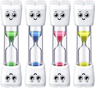 4 Pieces Toothbrush Timer for Kids 2 Minute Sand Timer Smile Pattern Tooth Brushing Sand Timer Timers for Proper Tooth Brushing Boys Girls Oral Hygiene Party Favors (Blue, Pink, Yellow, Green)