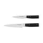 KitchenAid Gourmet 2 Piece Forged Triple Rivet Knife Set, 4.5 inch Fine Edge Utility Knife and 3.5 inch Paring Knife Set, Sharp Kitchen Knives, High Carbon Japanese Stainless Steel, Black