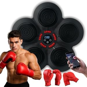 RedRoko Musical Boxing Machine, Smart Music Boxing Machine with Bluetooth, Boxing Game Trainer, Fun, Wall Mounted Punching Pad Bag with Stand, Musical Boxing Machine with Gloves for Kids and Adults