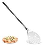 SMRONAR Turning Pizza Peel, 7" Anodised Aluminium Pizza Paddle, Round Perforated Pizza Shovel with Non-Slip Heat Resistant Handle, 51cm Long Handle, Pizza Peel for Baking Homemade Pizza Bread