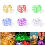 Brightown 6 Pack Led Fairy Lights Battery Operated, 2m 20 LED Copper Wire Battery String Lights, Warm White Fairy Lights Indoor for Bedroom Wedding Jars Bottle Decorations (Multi-Colored)