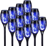 Toodour Solar Torch Flame Lights, 12 Pack Solar Lights Outdoor with Flickering Flame, Waterproof Patio Light Landscape Decoration Lighting for Garden, Lawn, Yard, Outdoor Decorations - Blue
