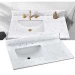 36'' x 22'' Engineered Stone Vanity Top with Sink, Bathroom Vanity Top with Undermount Left Ceramic Sink | Backsplash | Overflow for 36 Inch Bathroom Vanity (No Cabinet Included)