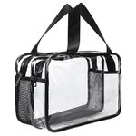 Clear Toiletry Bag, Large Clear Travel Toiletries Bag Thickened PVC Waterproof Makeup Bags with Handles Plastic Cosmetic Bag Travel Wash Bag with Zippers for Women Girls Men