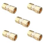 LTWFITTING No Lead 3/8-Inch OD x 5/16-Inch OD Compression Reducing Union, Brass Compression Fitting (Pack of 5)