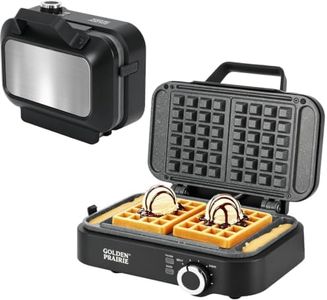 Waffle Maker, Non-Stick Ceramic Coating Waffle Iron with Stepless Temperature Control & Anti-Overflow Moat, Belgian Waffle Maker for Crispy & Soft Waffles for Crispy Family Breakfast