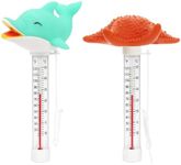XY-WQ 2 Pack Floating Pool Thermometer, Large Size Easy Read for Water Temperature with String - Swimming Pools, Spas, Hot Tubs, Ponds (Starfish & Dolphin)