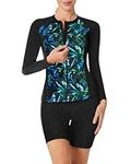 Women Rash Guard Long Sleeve 3 Piece Swimsuits Bathing Suits Swimming Full Coverage UPF50+ Multicolor XX-Large