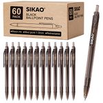 Black Pens Bulk, Black Ink Pens Ballpoint Smooth Writing Pens No Smudge, Retractable Ball Point Pens Medium Point, Click Pens, Server Pens for Waitress, School Office Supplies (Box of 60 Pack)