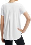 BALEAF Women's Running Shirts Short Sleeve Workout Tops Athletic Quick Dry T-Shirts Lightweight UPF 50+ White L