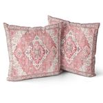 Snylcce Boho Throw Pillow Covers Set of 2 - Pink Antique & Vintage Design, Double-Sided Pattern - Soft Cushion Covers for Garden Couch, Sofa, Bed - Decorative 16x16 Inch Pillowcases