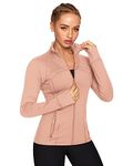 QUEENIEKE Women's Workout Running Jackets Full Zipper Slim Fit Athletic Yoga Jacket with Thumb Holes Golden Glow 60927 S