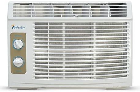 Senville 5,000 BTU Window Air Conditioner and Fan, Easy Mechanical Controls, Washable Filters, White