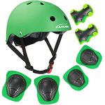 KAMUGO Kids Bike Helmet, Toddler Helmet for Ages 2-8 Boys Girls with Sports Protective Gear Set Knee Elbow Wrist Pads for Skateboard Cycling Scooter Rollerblading (Green)