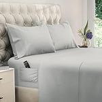 DREAMCARE King Size Bed Sheets - 4 Piece Deep Pocket King Sheets Set - Up to 15in - Luxury Hotel Bedding Sets King - Draps Lit King - Elegant Comfort - Shrink & Fade Resistant - (King, Light Gray)
