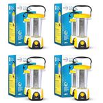 Wipro Coral Multi-Functional Rechargeable LED Emergency Lights, with 84 Individual LED Lights, 360 Degree Lighting and 3000mAH Lithium Battery, Yellow, Pack of 4