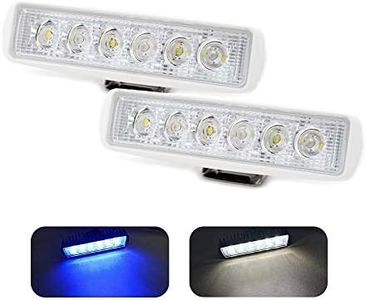 Jiawill Dual Color Marine LED Spreader Flood Deck Light for Boat White Housing (Pack of 2) DC 9~32V with 316L Stainless Steel Bracket (White Housing, White & Blue Beam)