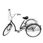 UESUENYENS Adult Tricycle 26 Inch 6 Speed 3 Wheel Cycling Bike Shopping Cruise Trike Bicycle With Basket (Black)