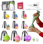 22Pcs Piping Nozzles Set, 304 stainless Piping Tip Set with 10 Pastry Piping Bags, Anti - Burst Cupcake Icing Bags, 2 Couplers, for Cake Decoration Cupcake Baking Cookie