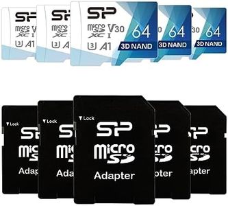 Silicon Power Superior PRO 64GB Micro SD Card, 4K UHD Video Recording MicroSDXC Card, Up to 100MB/s Read, U3, C10, A1, V30 with Adapter (5-Pack)