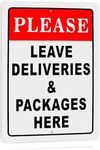 SNOMEL 8 x 12 Inch Please Leave Packages Here Sign, Rust-Free Aluminum Delivery Signs for Packages, Delivery Instructions for My Orders Outdoor Indoor Use Home Work Office Yard