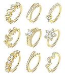 Drperfect 9Pcs 20G Stainless Steel Nose Rings Hoop for Women Men Paved CZ Cute Cartilage Helix Earrings Hoop Body Piercing for Nose Ear Gold Silver Plated4