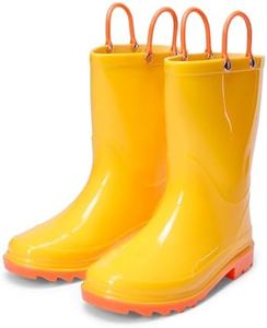 DREAM PAIRS Kids Rain Boots with Easy-on Handles Non-Slip Sole Waterproof Boots for Boys Girls Outdoor Playing,Size 7 Toddler,Yellow,SDRB26002K