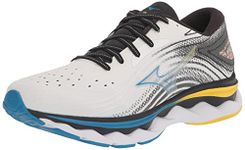 Mizuno Men's Wave Sky 6 Running Shoe, White-Cyber Yellow, 9.5 US