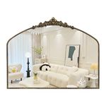 YIDIE Arch Wall Mirror, Antique Mirror Baroque Style 40"x 30", Metal Beaded Frame Large Modern Mirror,Vintage Black