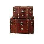 2 pcs/Set Vintage Handmade Storage Box - Vintage Wooden Storage Box Antique Style Jewelry Organizer for Wardrobe Jewerly Box Trinket Box Decorative Box (301)