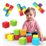 Magnetic Building Blocks, 1.65 inch Large Magnetic Stacking Cubes for Toddlers, Sensory & Montessori Toys for Boys & Girls 1 2 3 Years Old (Large Blocks for Age 1+ (12 PCS)