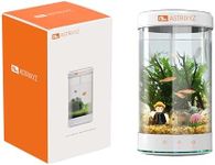 Aquarium Kit-1.5 Gallon Self-Cleaning Betta Fish Tank with 3-in-1 Filtration System, Oxygenation,Water Circulation, Multi-Color LED Lights - Quiet Desktop Aquarium for Home,Office & Gifts(White)