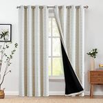 jinchan Full Blackout Boho Curtains 84 Inch Longes for Bedroom Beige Geometric Printed Grommet Top Room Darkening Thermal Insulated Window Drapes 2 Panels